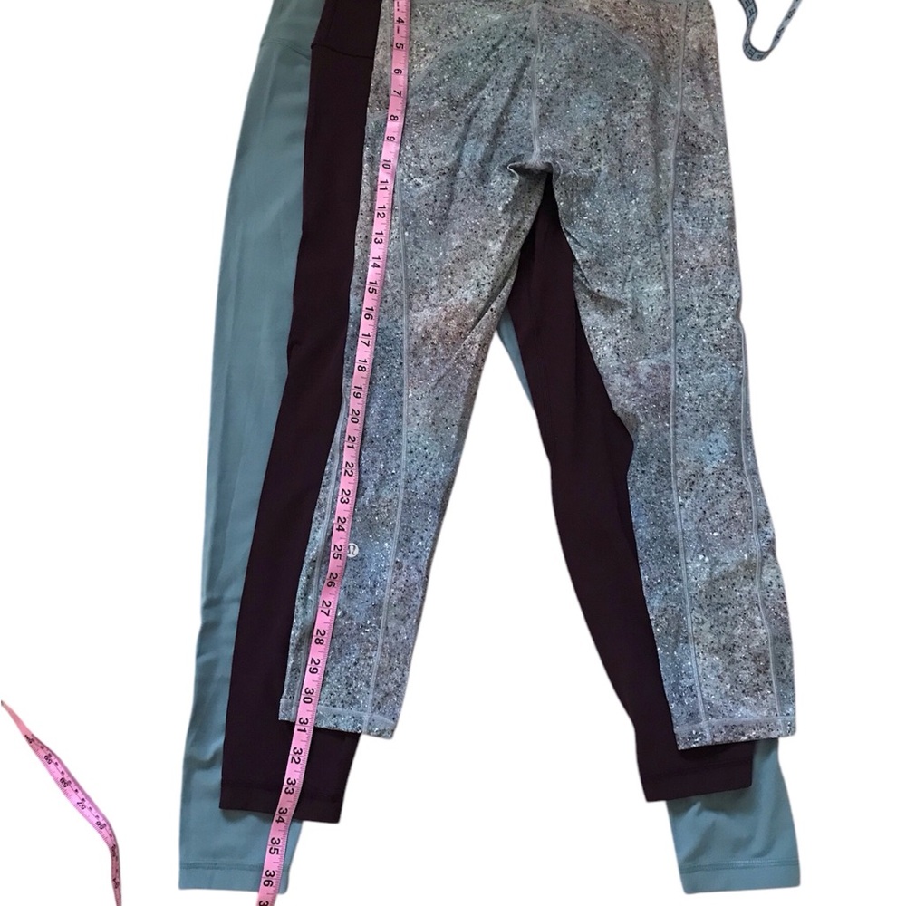 Lululemon package of three workout pants size 6 and blue pair is size 10 –